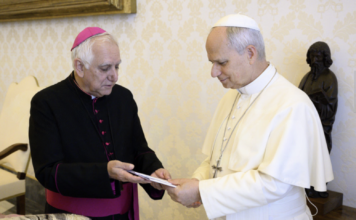 Monseñor Lozano, ex presidente de CEPAS, fue recibido por el Papa León